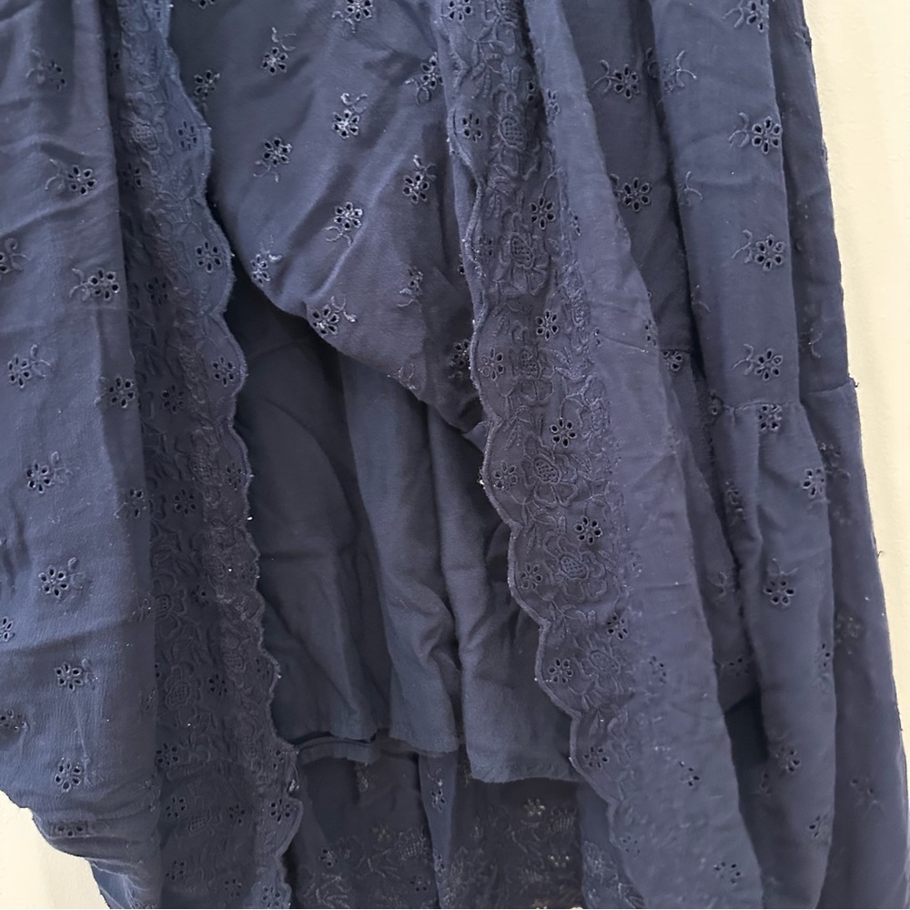 Boden Navy Lace Short Sleeve Maxi Dress Broderie Women’s Size 12 V Neck Long - Picture 13 of 16
